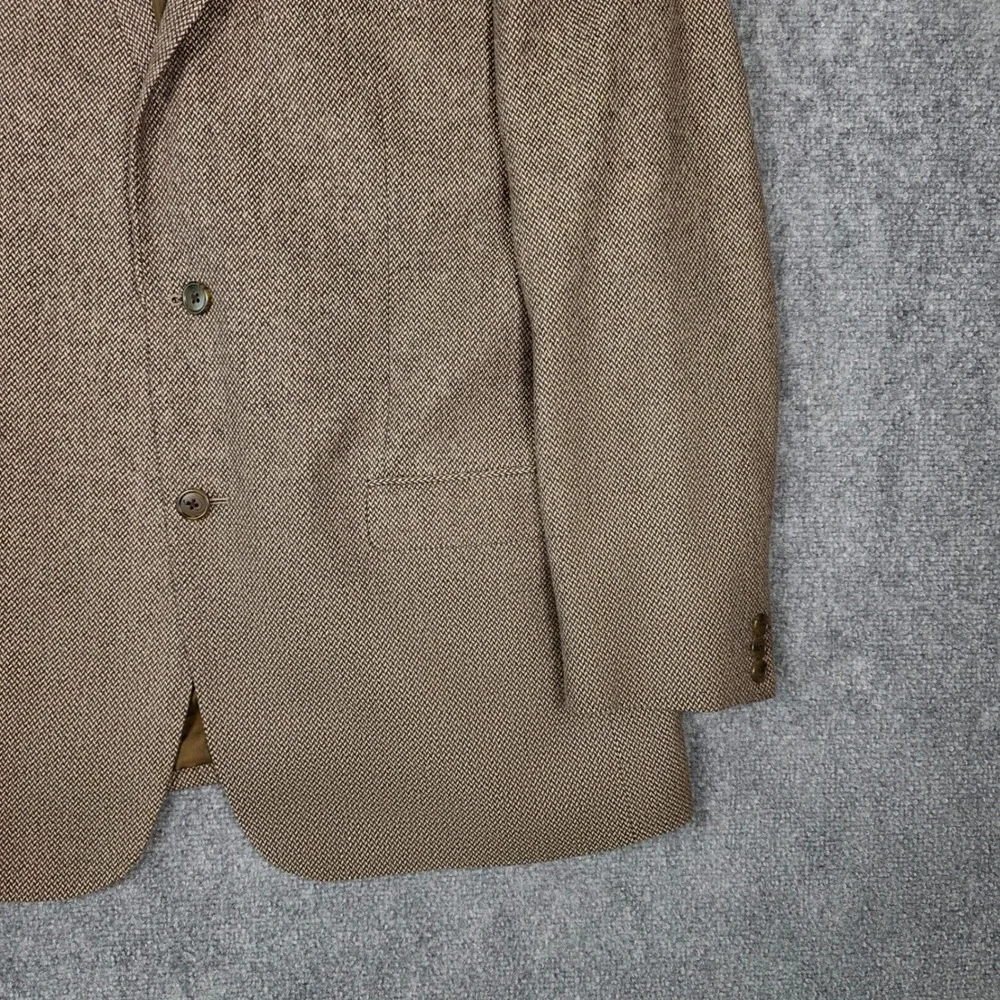 Adolfo Blazer Mens 44L Brown Herringbone Tweed Lambswool Sport Coat‎ Classic Vtg